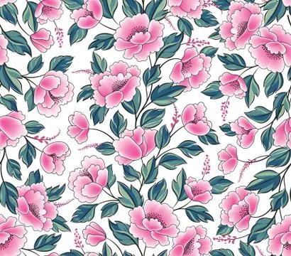 Floral seamless pattern. Flower background. Flourish ornamental garden decor Stock Illustration