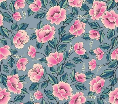 Floral seamless pattern. Flower background. Flourish ornamental garden decor Stock Illustration