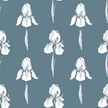 Floral seamless pattern. Flower background. Engraving seamless texture with f Stock Illustration