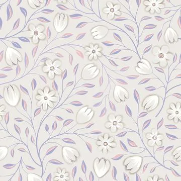 Floral seamless pattern. Flower background. Floral seamless texture with flow Stock Illustration