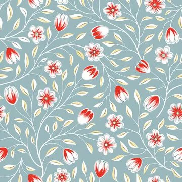Floral seamless pattern. Flower background. Floral seamless texture with flow Stock Illustration