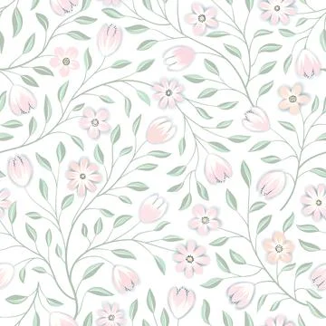 Floral seamless pattern. Flower background. Floral seamless texture with flow Stock Illustration