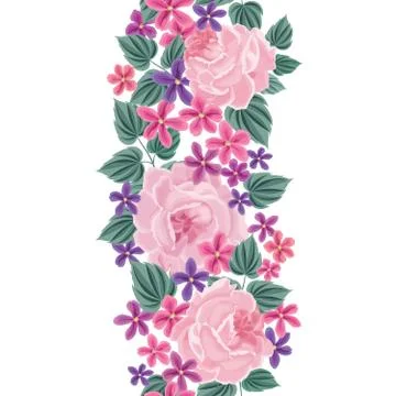 Floral seamless pattern. Flower border background. Floral tile s Stock Illustration