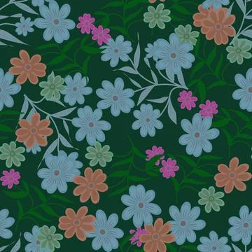 Floral seamless pattern ,flower branches seamless pattern , Stock Illustration
