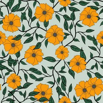 Floral seamless pattern ,flower branches seamless pattern , vector Stock Illustration