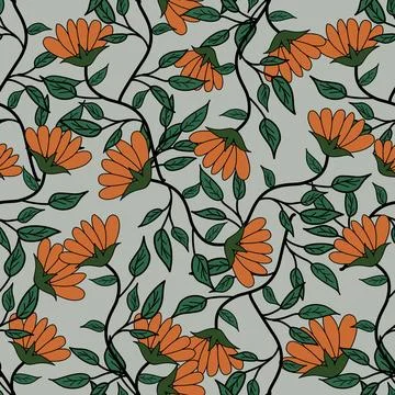 Floral seamless pattern ,flower branches seamless pattern , vector Illustrazione stock