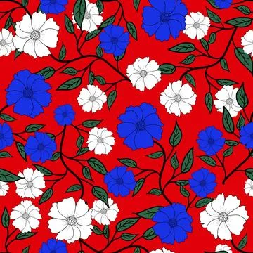 Floral seamless pattern ,flower branches seamless pattern , vector Stock Illustration