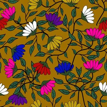 Floral seamless pattern ,flower branches seamless pattern , vector Stock Illustration