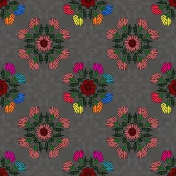 Floral seamless pattern ,flower branches seamless pattern , vector Stock Illustration