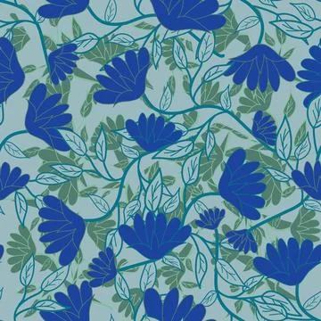 Floral seamless pattern ,flower branches seamless pattern , vector Stock Illustration