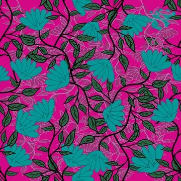 Floral seamless pattern ,flower branches seamless pattern , vector Stock Illustration