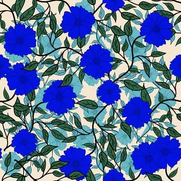 Floral seamless pattern ,flower branches seamless pattern , vector Stock Illustration