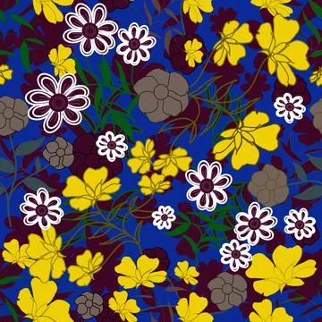 Floral seamless pattern ,flower branches seamless pattern , vector Stock Illustration
