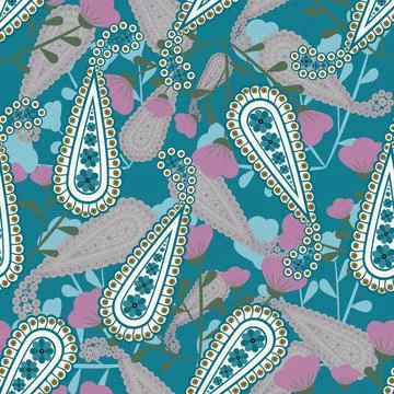 Floral seamless pattern ,flower branches seamless pattern , vector Stock Illustration