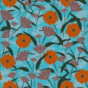 Floral seamless pattern ,flower branches seamless pattern , vector Stock Illustration