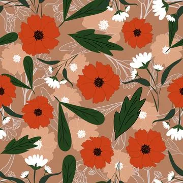 Floral seamless pattern ,flower branches seamless pattern , vector Stock Illustration
