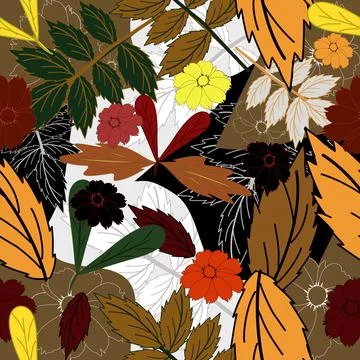 Floral seamless pattern ,flower branches seamless pattern , vector Stock Illustration