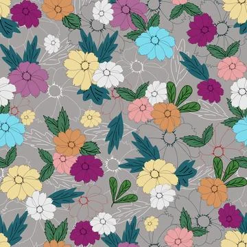Floral seamless pattern ,flower branches seamless pattern , vector Stock Illustration