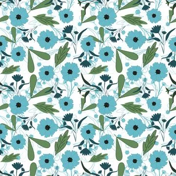 Floral seamless pattern ,flower branches seamless pattern , vector Stock Illustration