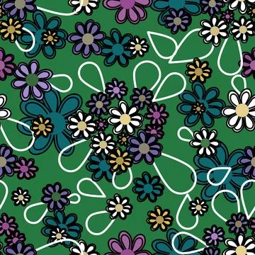 Floral seamless pattern ,flower branches seamless pattern , vector Stock Illustration