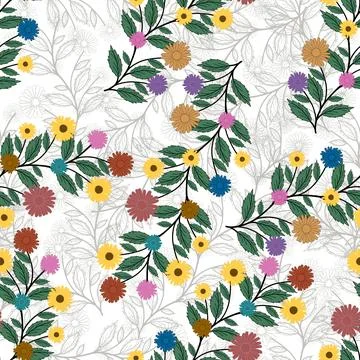 Floral seamless pattern ,flower branches seamless pattern , vector Illustrazione stock