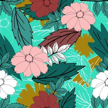 Floral seamless pattern ,flower branches seamless pattern , vector Illustrazione stock