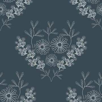 Floral seamless pattern ,flower branches seamless pattern , vector Stock Illustration