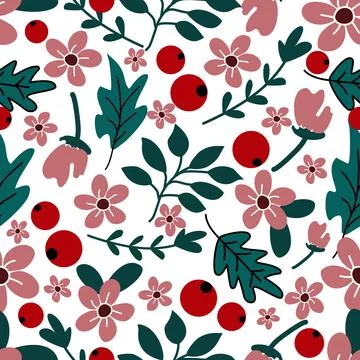 Floral seamless pattern ,flower branches seamless pattern , vector Stock Illustration