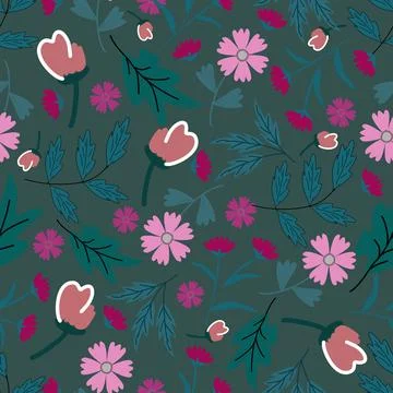 Floral seamless pattern ,flower branches seamless pattern , vector イラスト素材