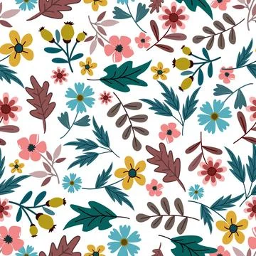 Floral seamless pattern ,flower branches seamless pattern , vector Stock Illustration