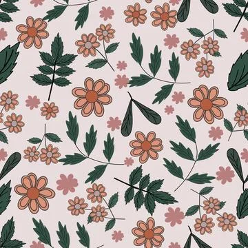 Floral seamless pattern ,flower branches seamless pattern , vector Stock Illustration