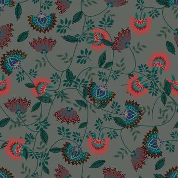 Floral seamless pattern ,flower branches seamless pattern , vector Stock Illustration