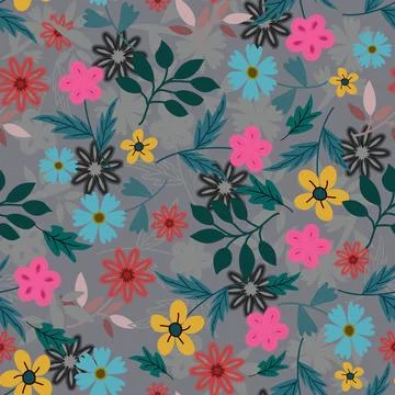 Floral seamless pattern ,flower branches seamless pattern , vector Stock Illustration