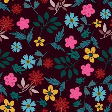 Floral seamless pattern ,flower branches seamless pattern , vector Stock Illustration