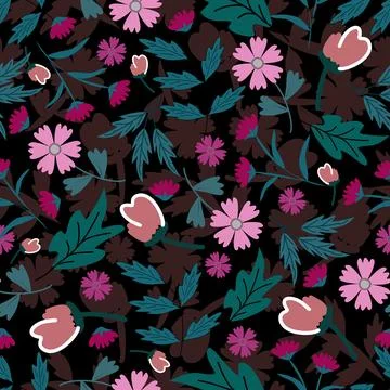 Floral seamless pattern ,flower branches seamless pattern , vector Illustrazione stock