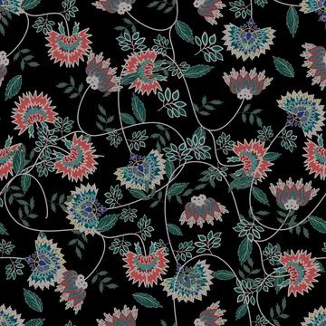 Floral seamless pattern ,flower branches seamless pattern , vector Stock Illustration