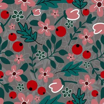 Floral seamless pattern ,flower branches seamless pattern , vector Stock Illustration