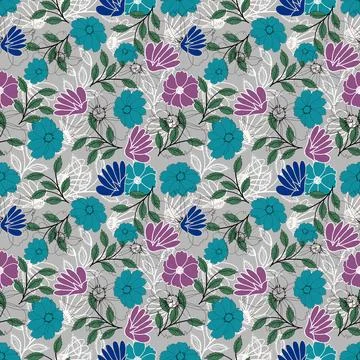 Floral seamless pattern ,flower branches seamless pattern , vector Stock Illustration