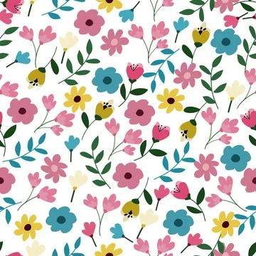 Floral seamless pattern ,flower branches seamless pattern , vector Stock Illustration