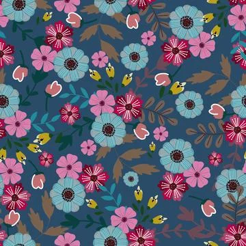 Floral seamless pattern ,flower branches seamless pattern , vector Stock Illustration