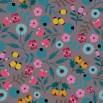 Floral seamless pattern ,flower branches seamless pattern , vector Stock Illustration