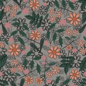 Floral seamless pattern ,flower branches seamless pattern , vector Stock Illustration