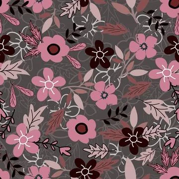 Floral seamless pattern ,flower branches seamless pattern , vector Stock Illustration