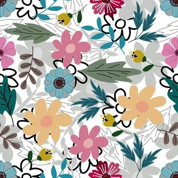 Floral seamless pattern ,flower branches seamless pattern , vector Stockillustratie