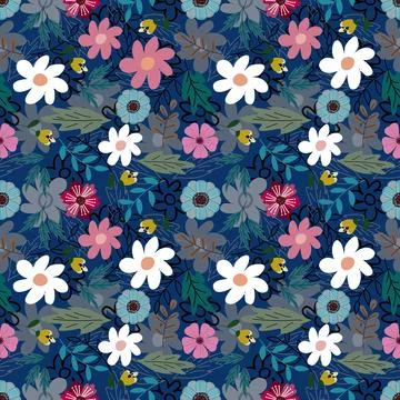 Floral seamless pattern ,flower branches seamless pattern , vector Stock Illustration