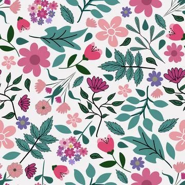 Floral seamless pattern ,flower branches seamless pattern , vector Stock Illustration