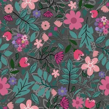 Floral seamless pattern ,flower branches seamless pattern , vector Stock Illustration