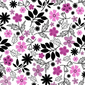 Floral seamless pattern ,flower branches seamless pattern , vector Stock Illustration