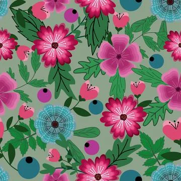 Floral seamless pattern ,flower branches seamless pattern , vector Stock Illustration