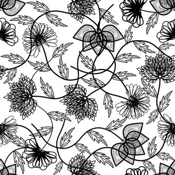 Floral seamless pattern ,flower branches seamless pattern , vector Stock Illustration